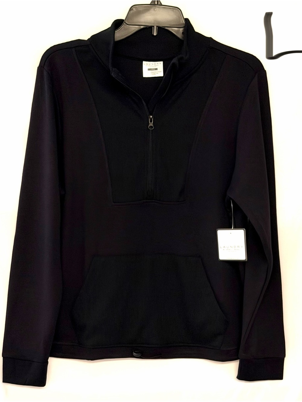 Laundry By Shelli Segal Black Half-Zip Kangaroo Pullover